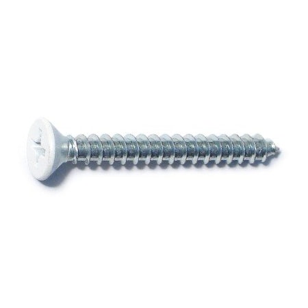 Midwest Fastener Wood Screw, #9, 1-1/2 in, White Steel Flat Head Phillips Drive, 20 PK 79373
